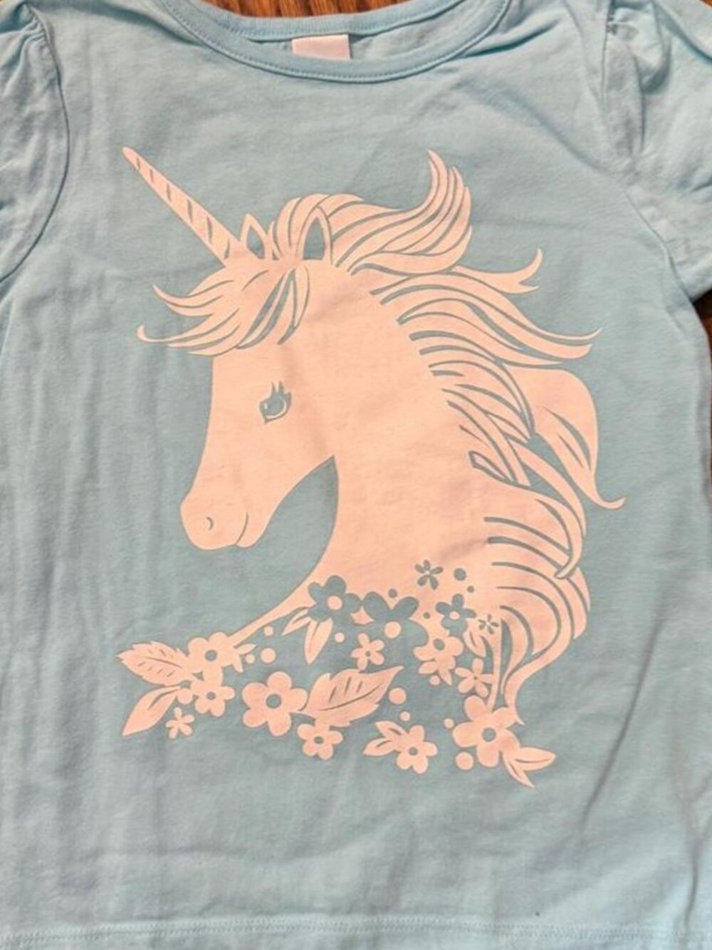Gymboree blue unicorn tee Size 6 years #kidsfashion #unicorns